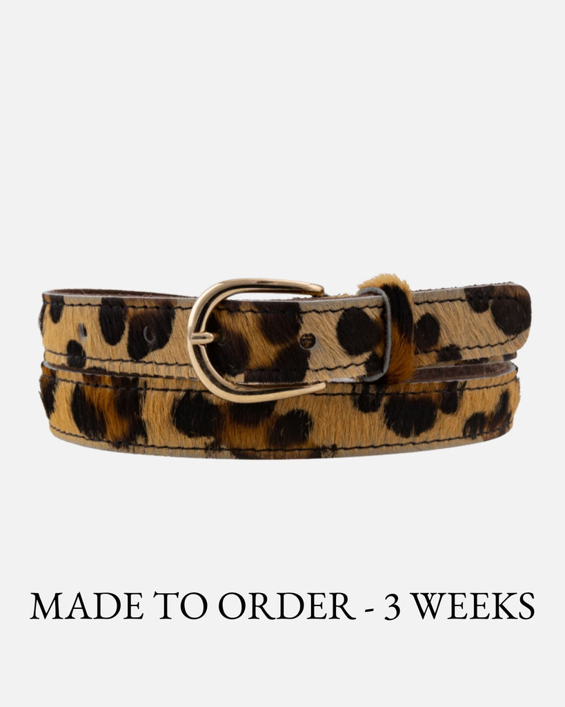PREORDER Dania | Leopard Skinny Cow Hair Belt