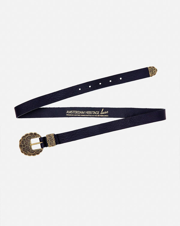 PREORDER Anabel | Skinny Leather Belt with Statement Buckle