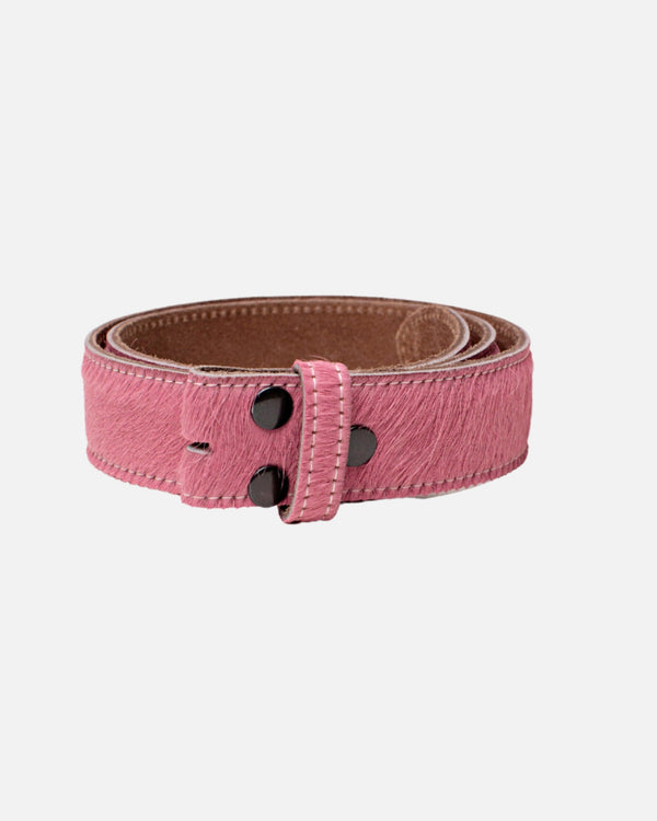 Amalia | Pink Cow Hair Leather Belt Strap