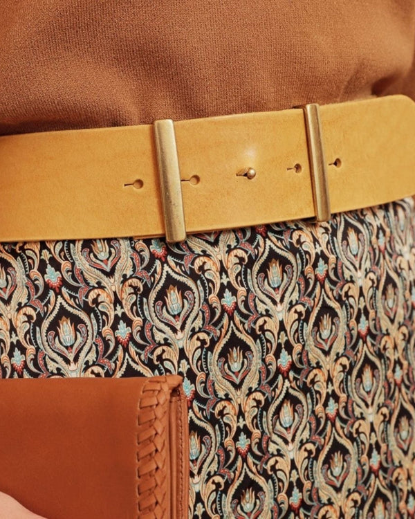 PREORDER Julia | Women's Wide Leather Waist Belt with Gold Accents