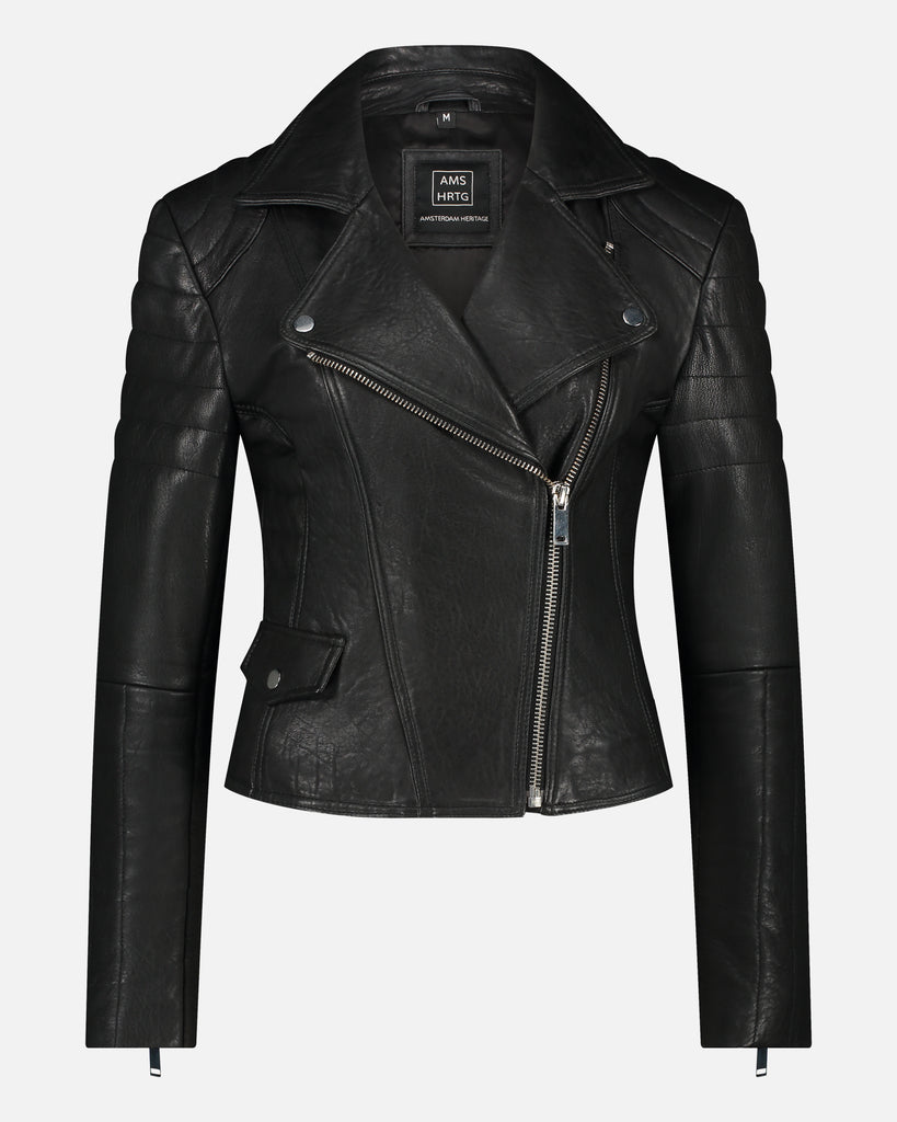 Women's Genuine Leather Biker Jacket - AMSHRTG – Amsterdam