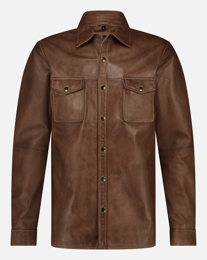 Men's Button-Down Leather Shirt - AMSHRTG – Amsterdam Heritage | EU